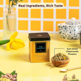 Chayam Pure Chamomile Tea - 30gm Tin Caddy, 1.05 Ounce | Sleep & Stress Relief, Calming Bedtime Herbal Tea - Pure Whole Chamomile Flowers | Caffeine Free
